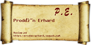Prodán Erhard névjegykártya